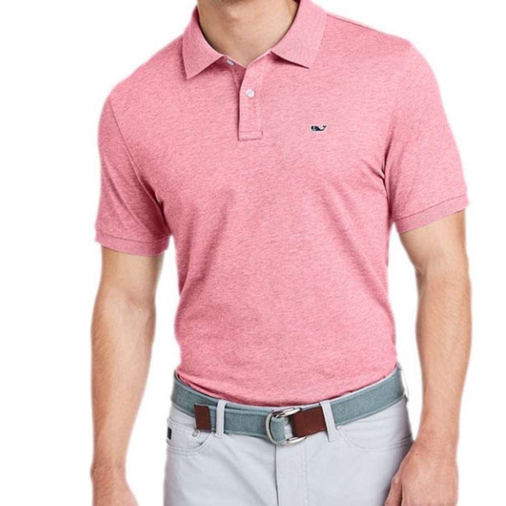 Vineyard Vines soft pink Polo Shirt with‎ Ribbed Cuffs Large